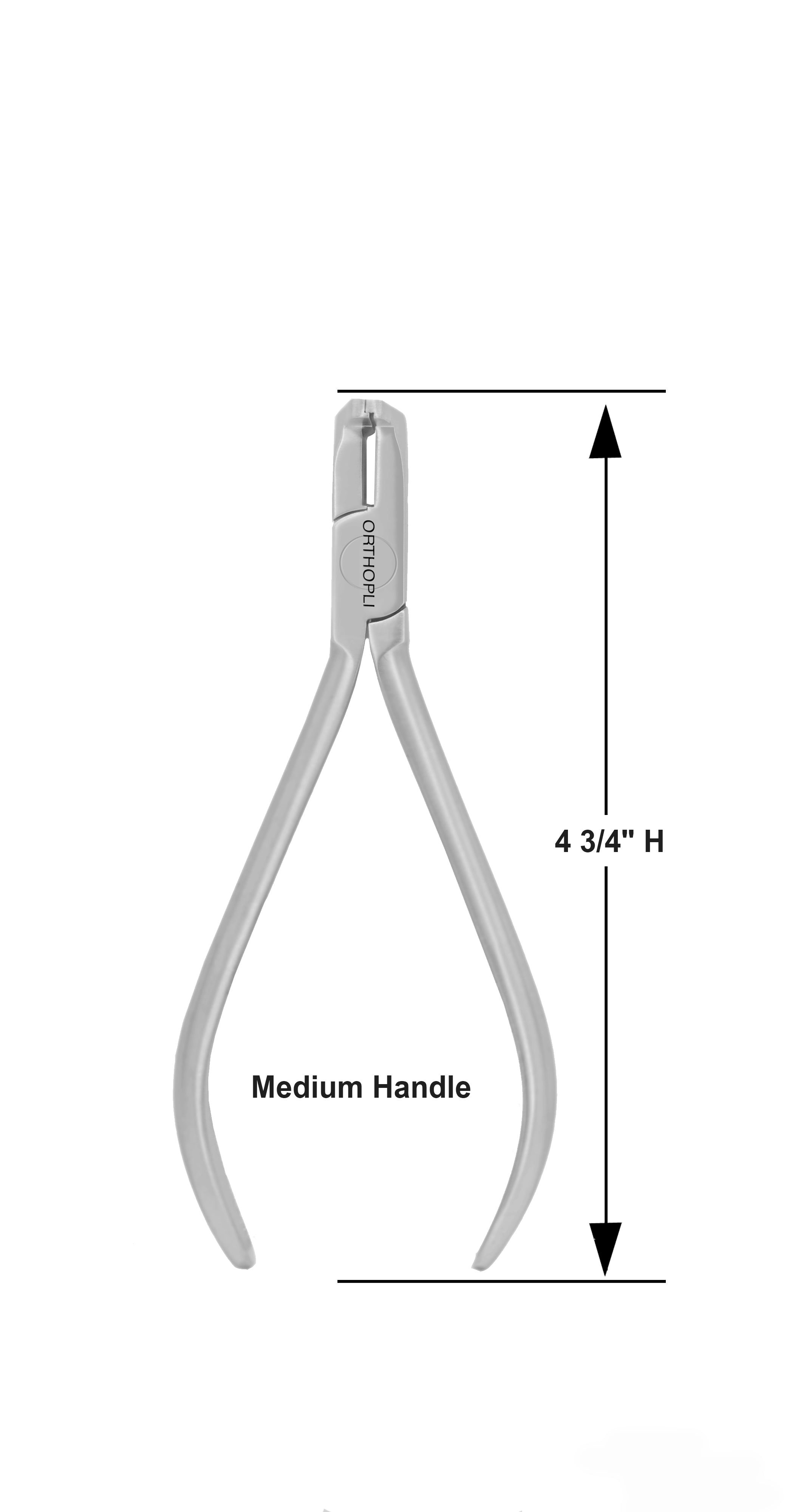Measurement chart of a dental with medium handle size on a white background