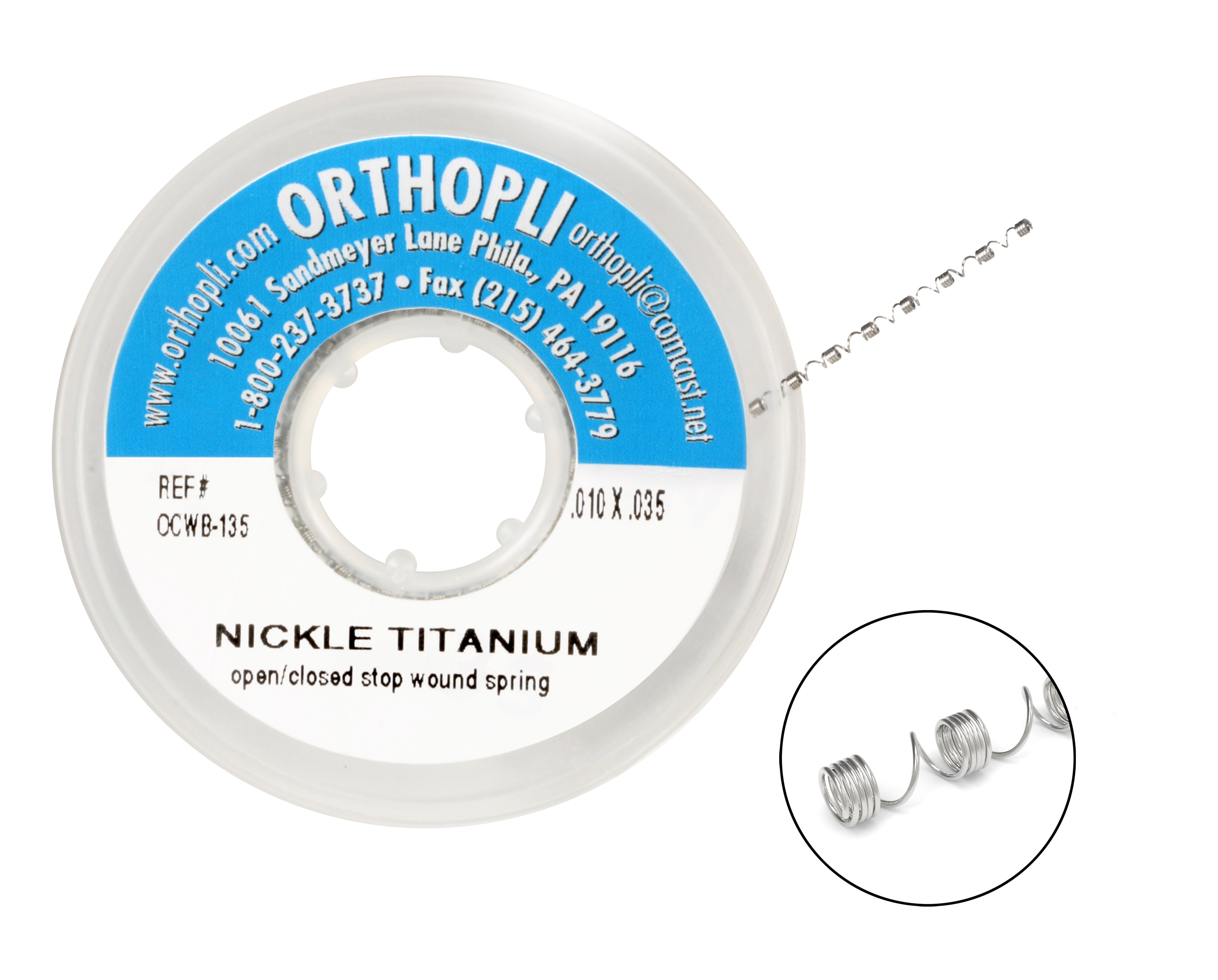 Nickel Titanium Open/Closed Stop Wound Spring (15” Spool)